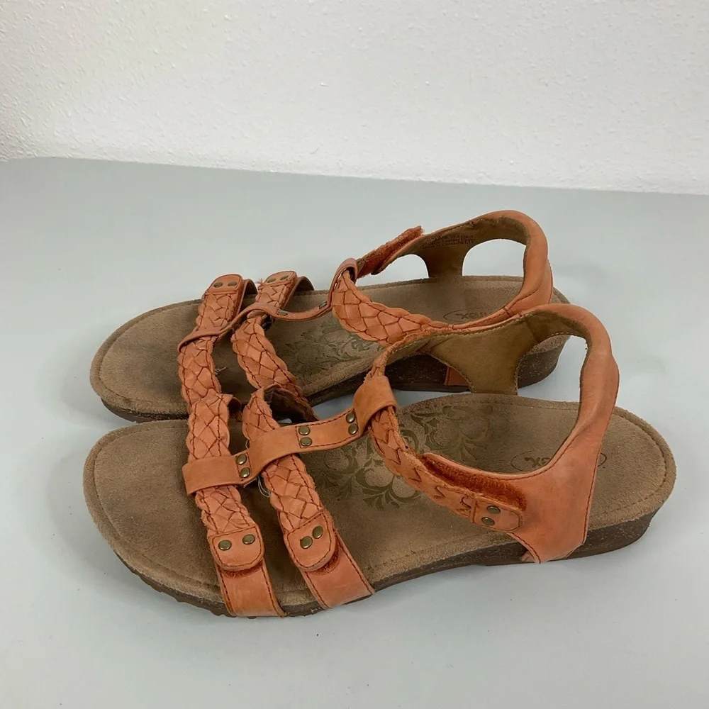 Aetrex Reese Braided Leather Strappy Sandals Size‎ 9